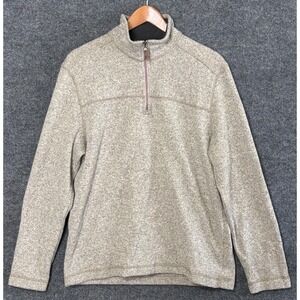 GH‎ Bass Co Mens Quarter Zip Pullover Sweater Heathered Tan Brown Size L